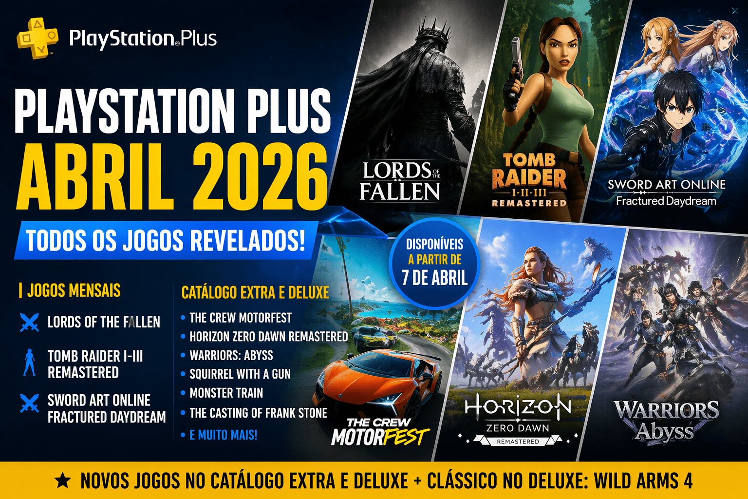 PlayStation Plus abril 2026: veja todos os jogos e o que vale jogar