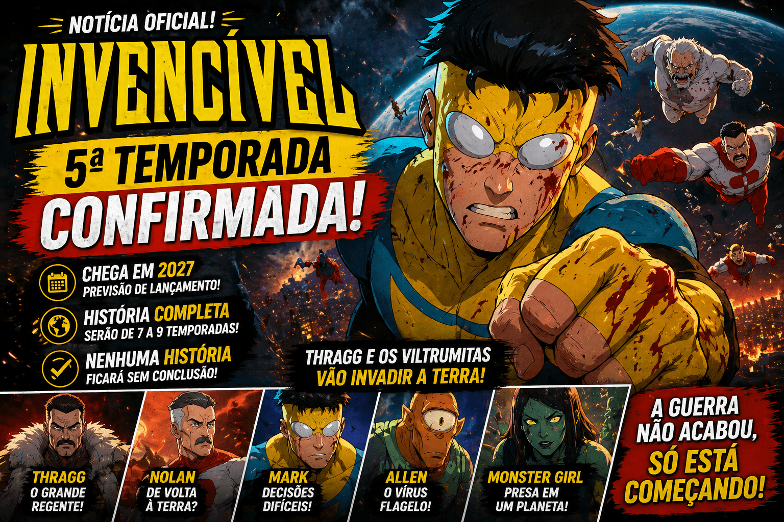 Invencível 5 temporada é confirmada: data, história e o que esperar
