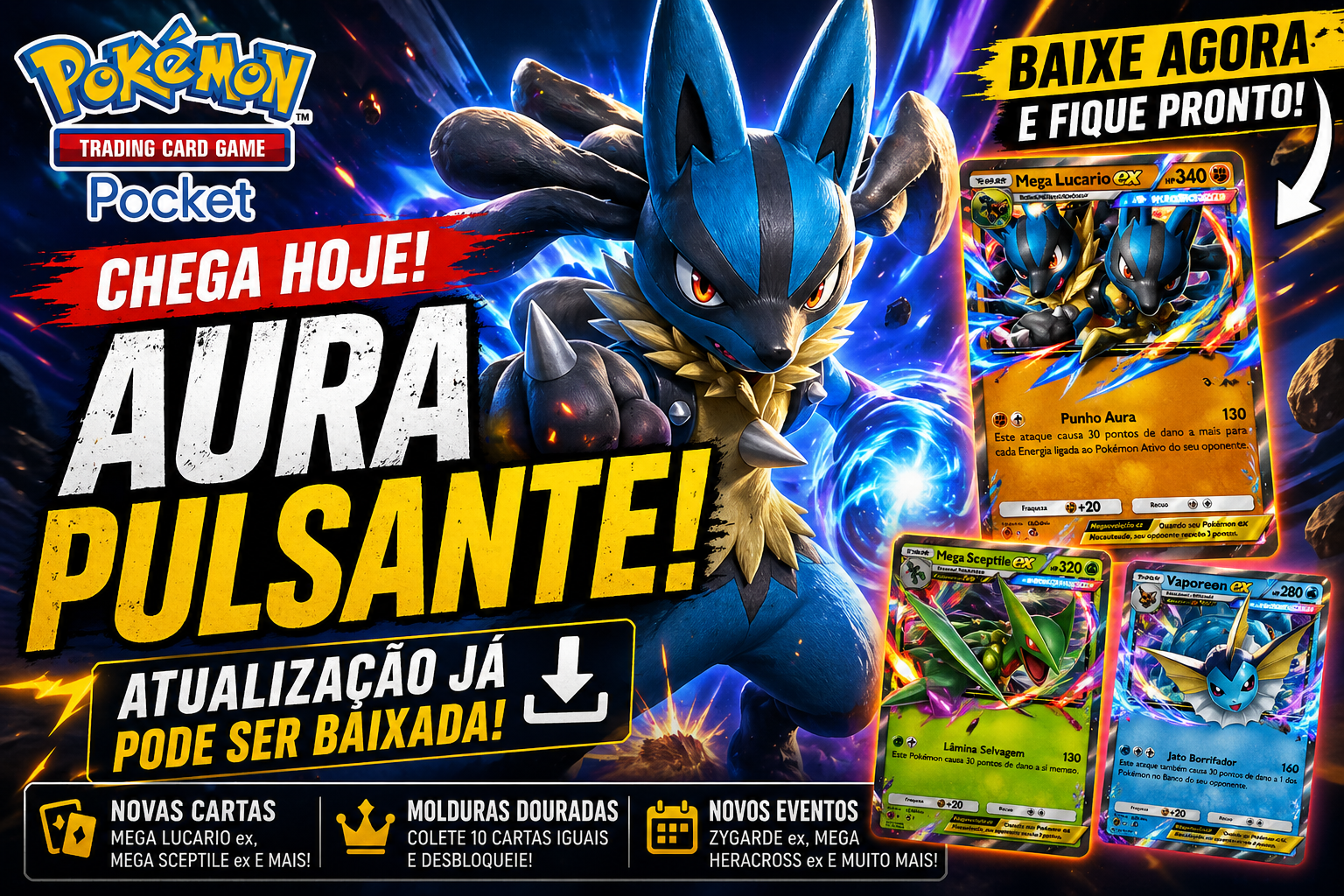Pokémon TCG Pocket: Aura Pulsante chega com Mega Lucario ex