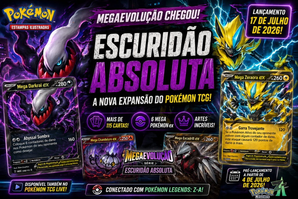 Pokémon TCG Escuridão Absoluta: data, cartas e Mega Darkrai ex