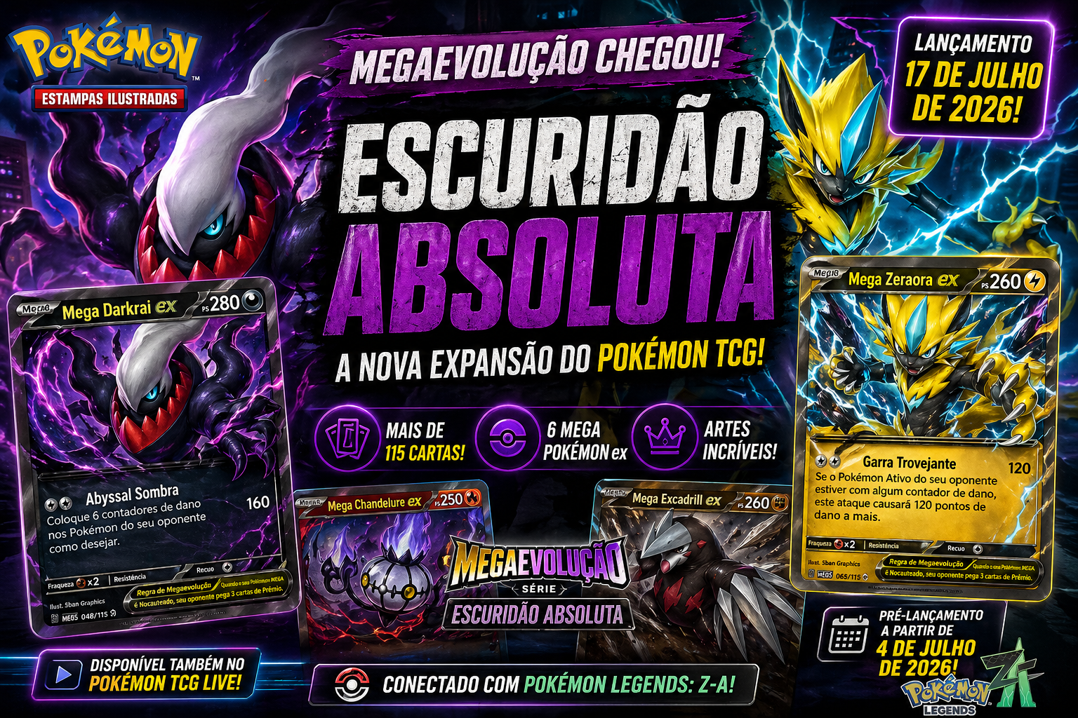 Pokémon TCG Escuridão Absoluta: data, cartas e Mega Darkrai ex