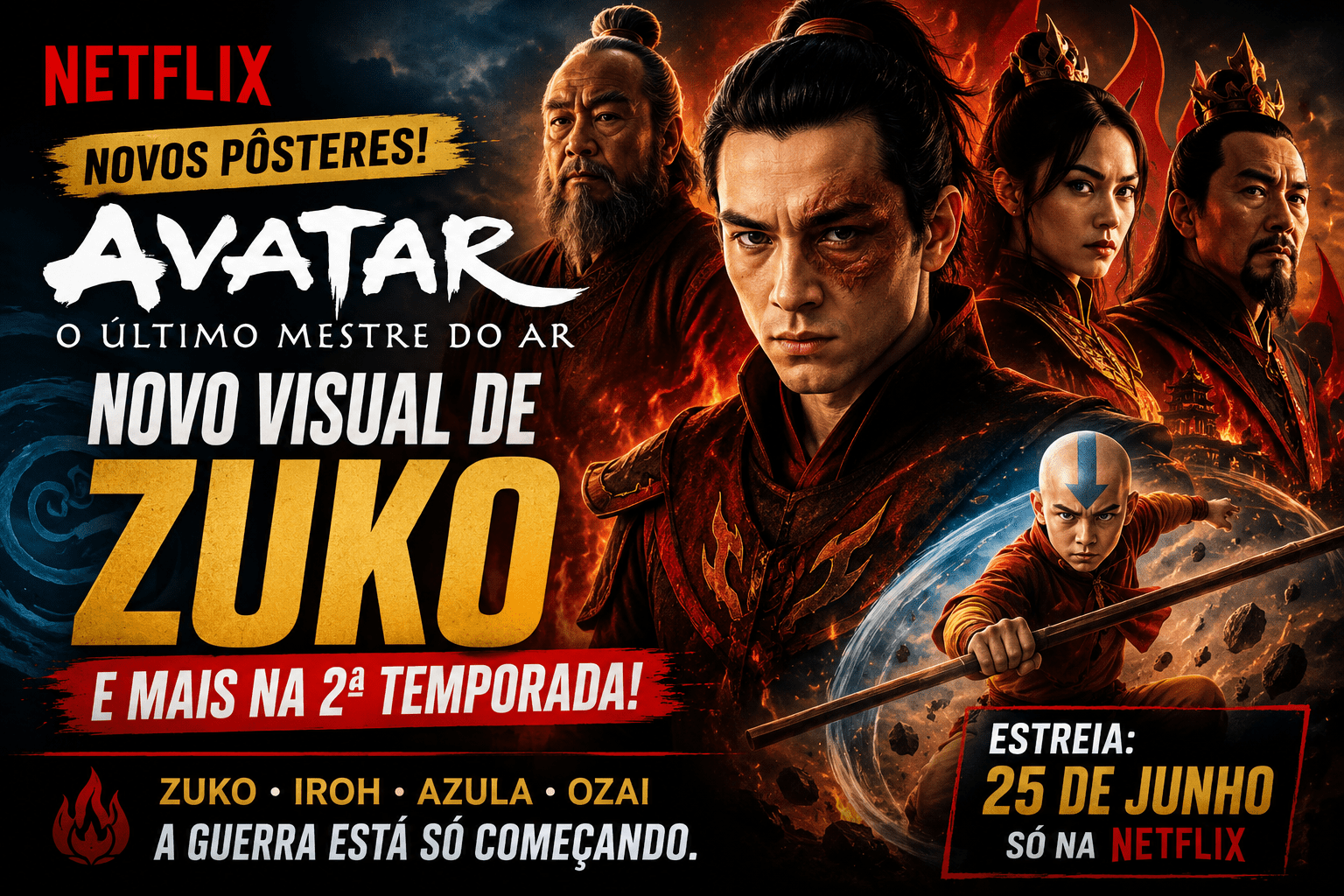 Avatar: O Último Mestre do Ar mostra novo visual de Zuko na 2ª temporada