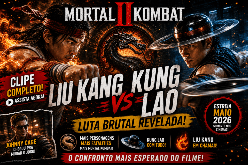 Mortal Kombat II: Liu Kang vs Kung Lao em clipe brutal