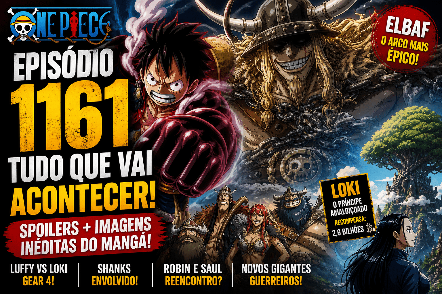 One Piece episódio 1161: data, hora, spoilers e Luffy vs Loki