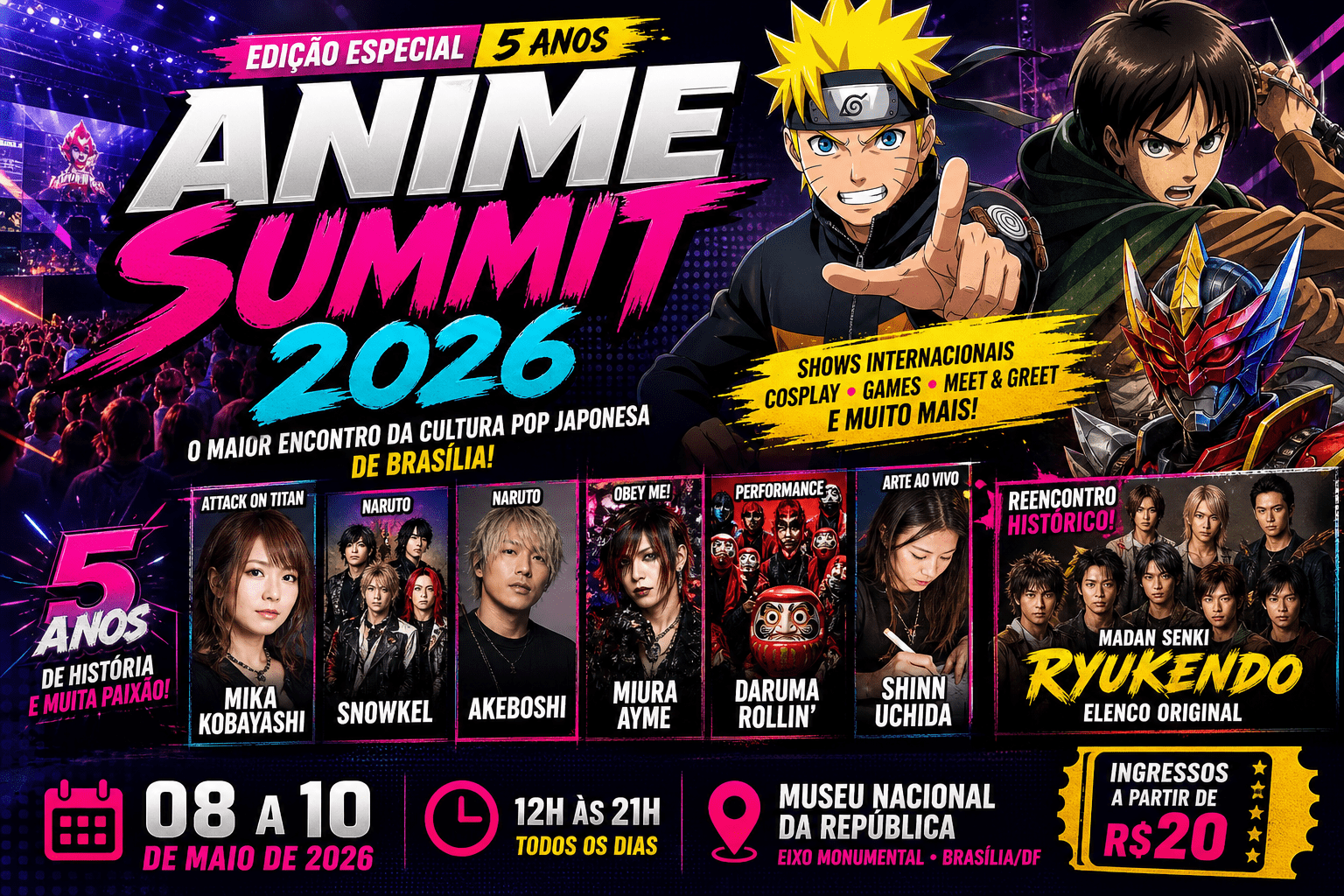 Anime Summit 2026: data, ingressos, atrações internacionais e tudo sobre o evento em Brasília