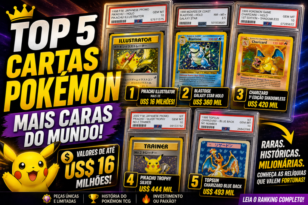 Top cartas Pokémon mais caras do mundo: ranking atualizado