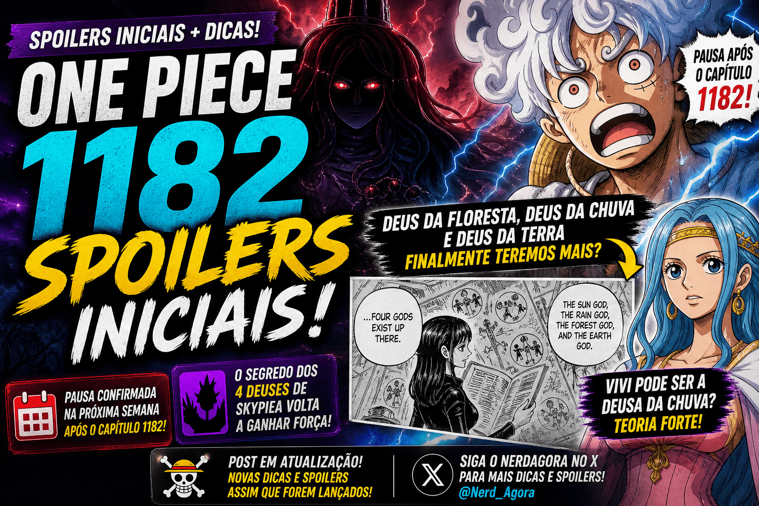 One Piece 1182 spoilers iniciais: pausa, dicas dos deuses e possível revelação