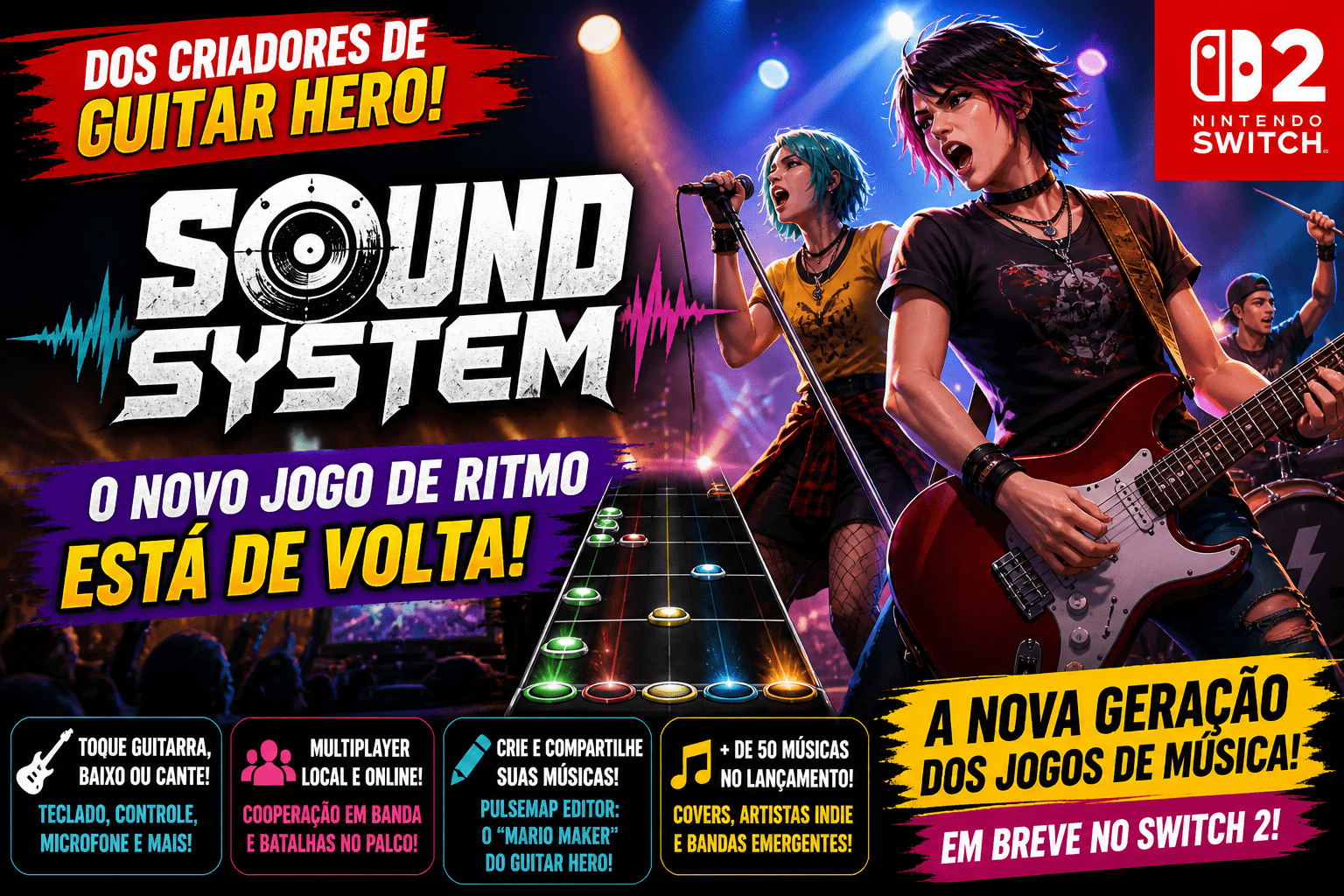 Sound System: novo jogo dos criadores de Guitar Hero chega ao Switch 2