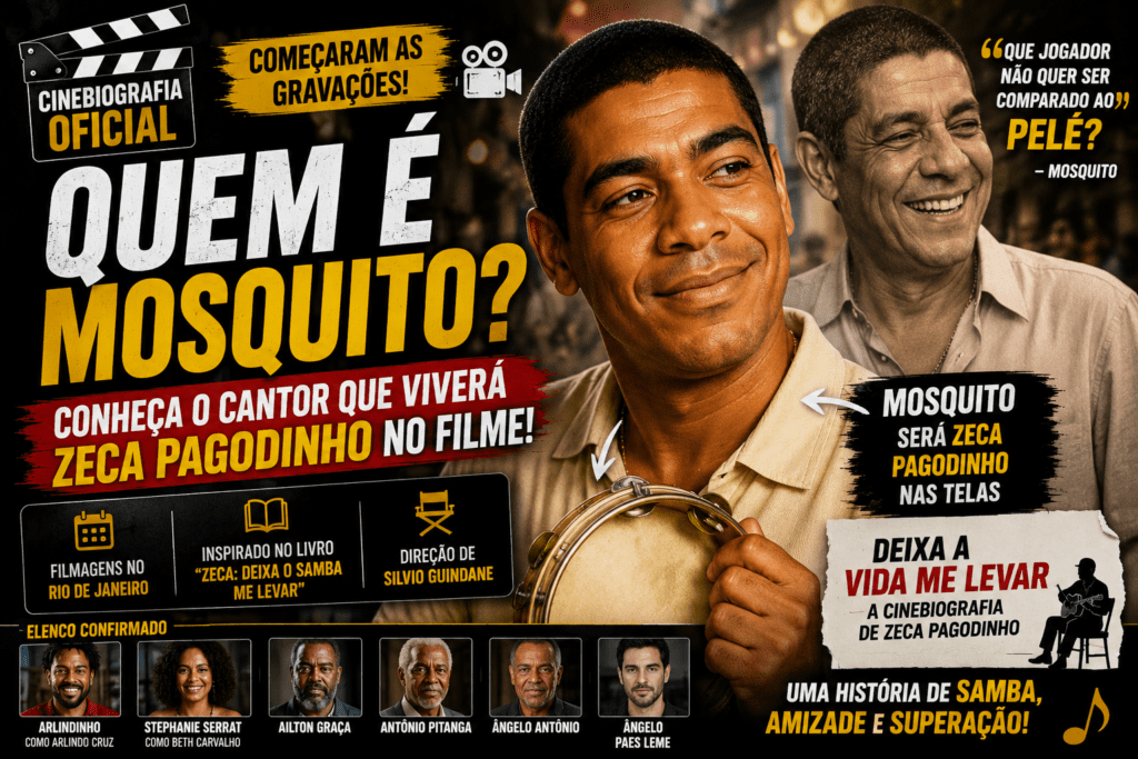 Quem é Mosquito, cantor que viverá Zeca Pagodinho no cinema?