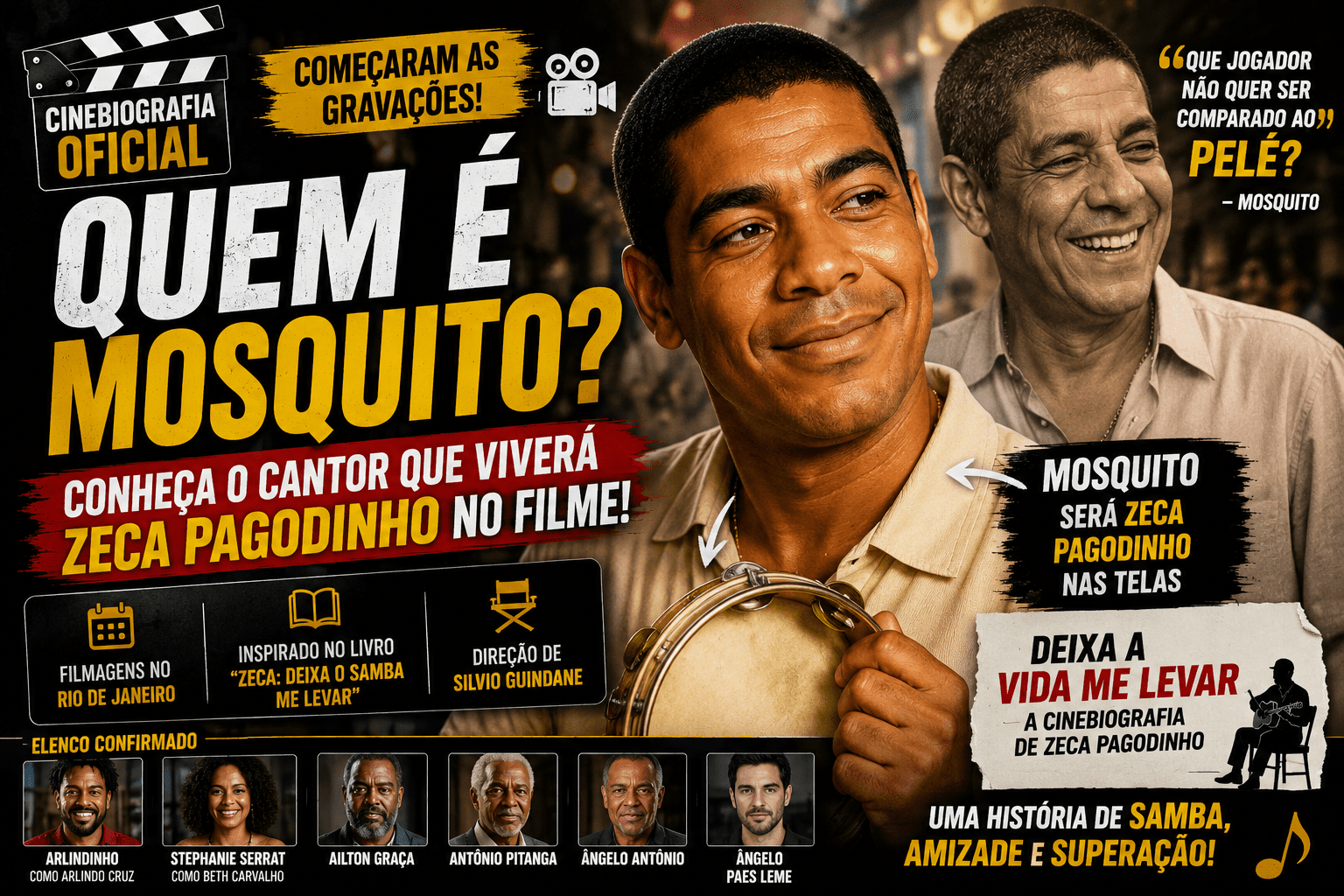 Quem é Mosquito, cantor que viverá Zeca Pagodinho no cinema?