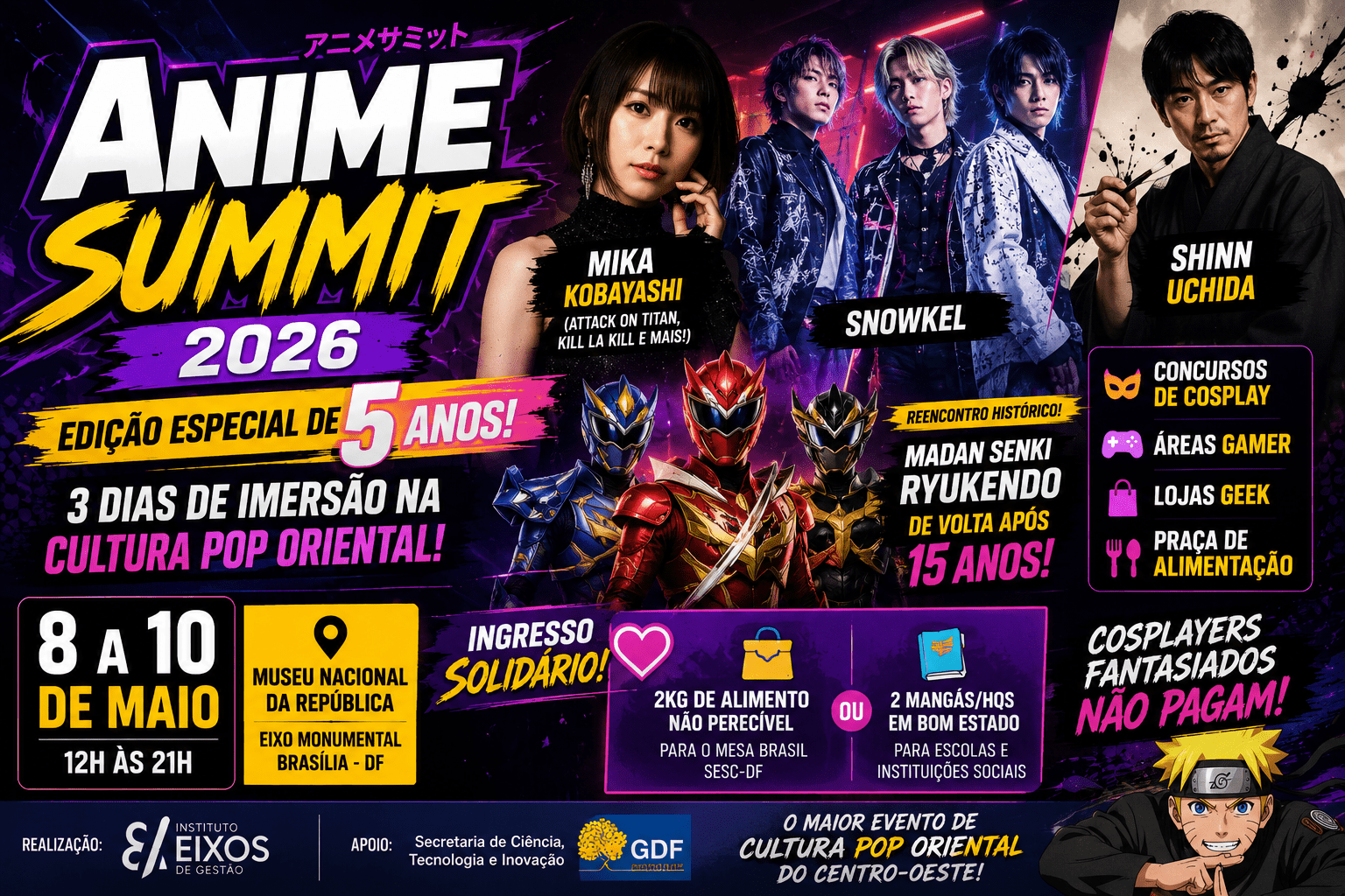 Anime Summit 2026 celebra 5 anos com atrações internacionais em Brasília