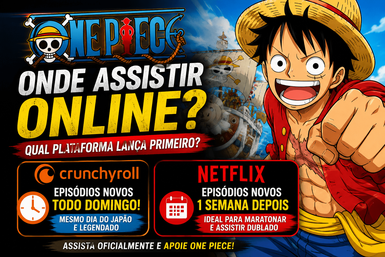 One Piece anime: onde assistir online e qual plataforma lança primeiro