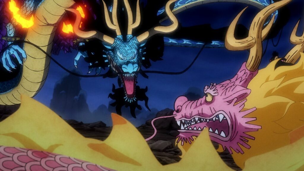 Comparação entre Dragão Azul de Kaido e Dragão Rosa de Momonosuke